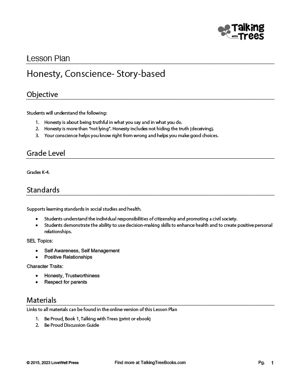 Lesson plan - Be Proud story elementary social emotional lessons