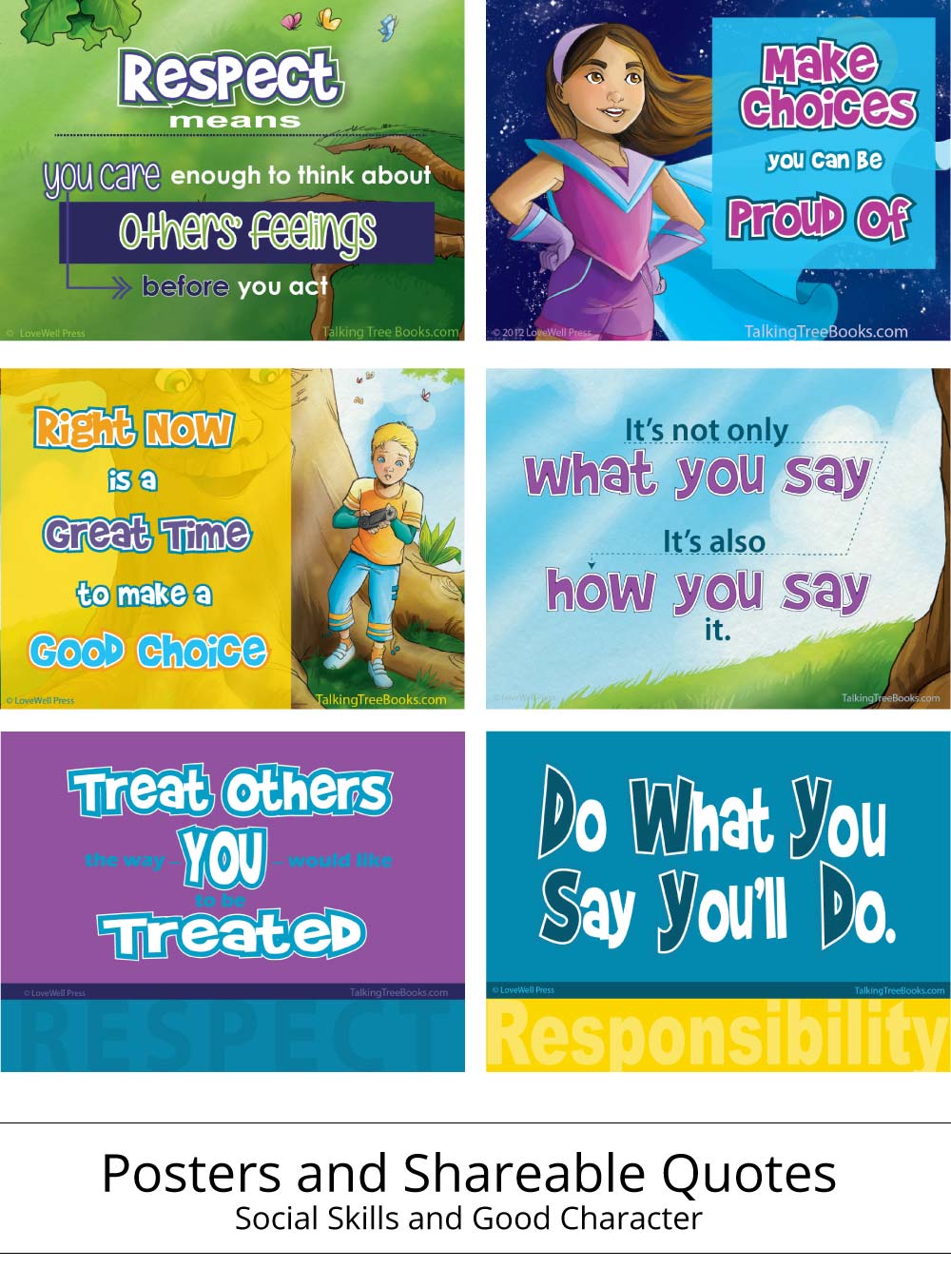 Free printable social emotional skills posters for elementary school aged children