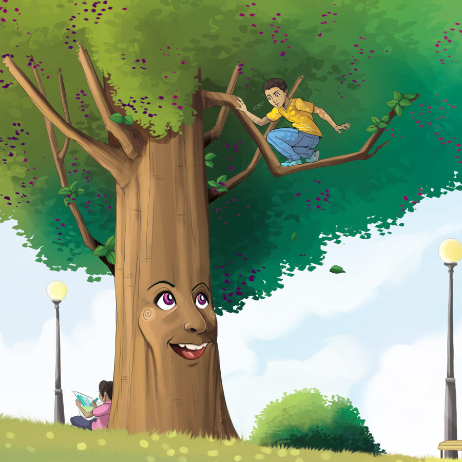 What if Childrens Book on Responsibility- Boy climbing a mulberry tree