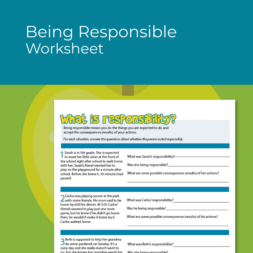 Being Responsible Social Skills Worksheet