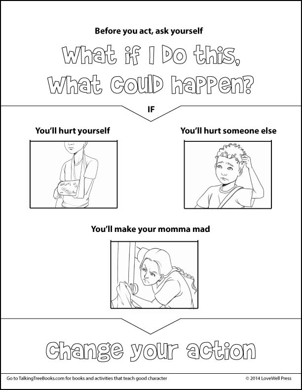 What if I do this, what could happen?- Elementary Social Emotional Learning Coloring Page