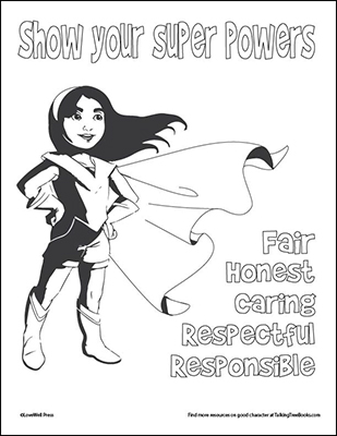 Character Super Hero Coloring Page based on Be Bigger Childrens Book for Character education