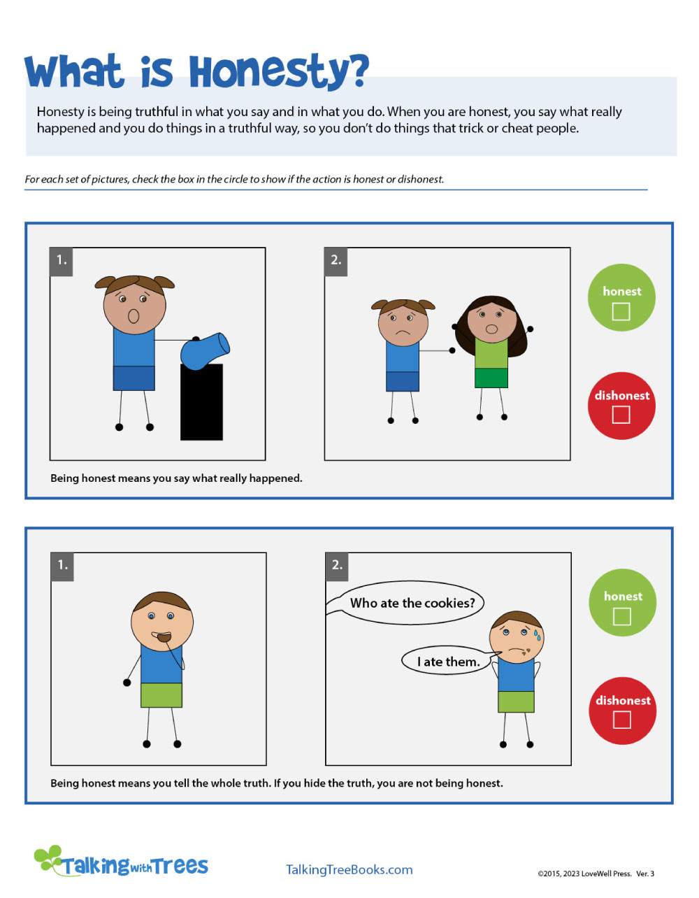 Honesty Worksheet for Kindergarten / Pre Readers