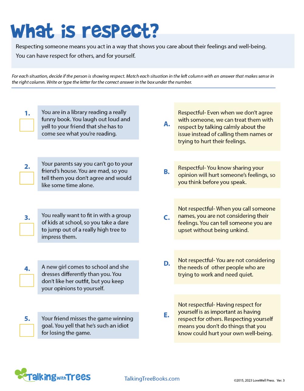 Printable Respect Activities