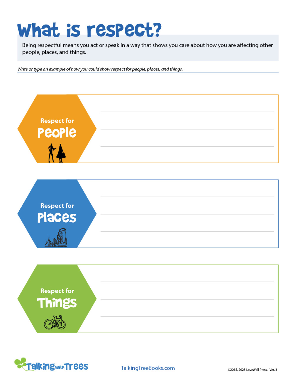 Respect Worksheet for the What is Respect presentation