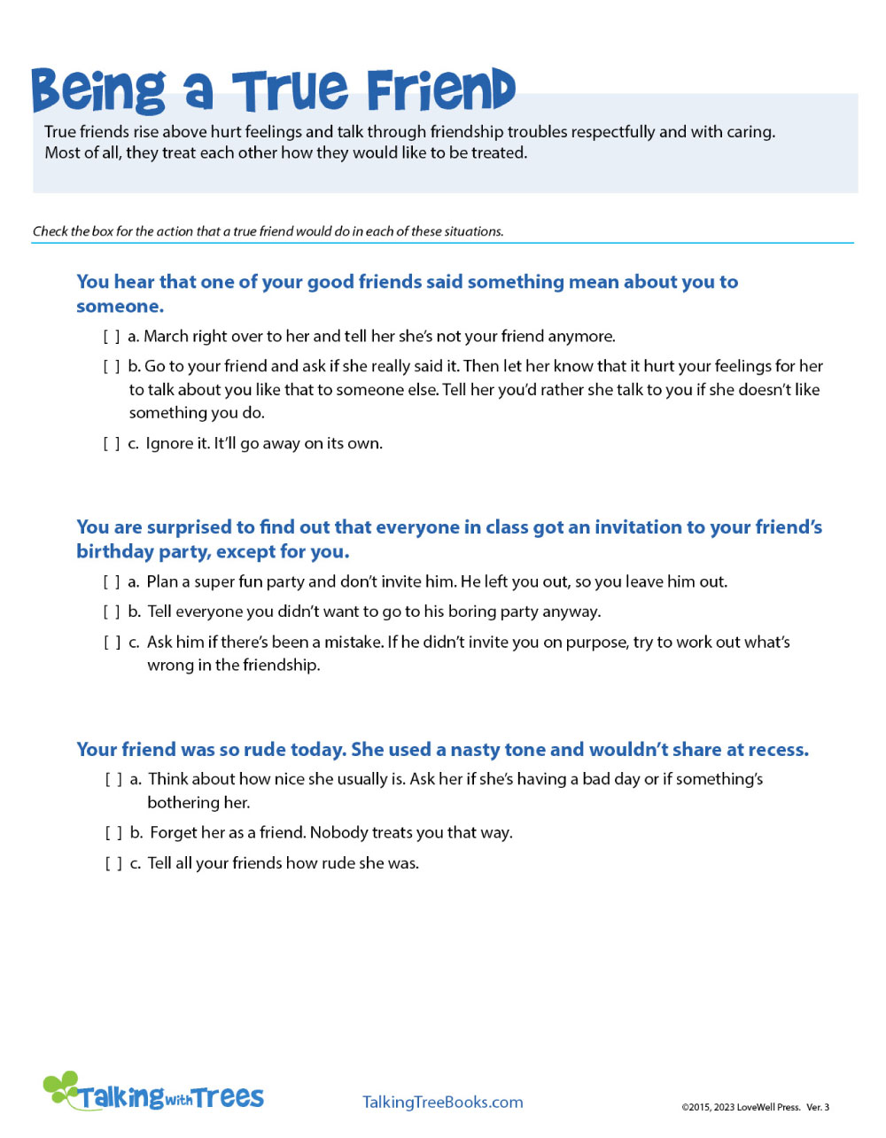 Treating others with Respect- Character Education Worksheet
